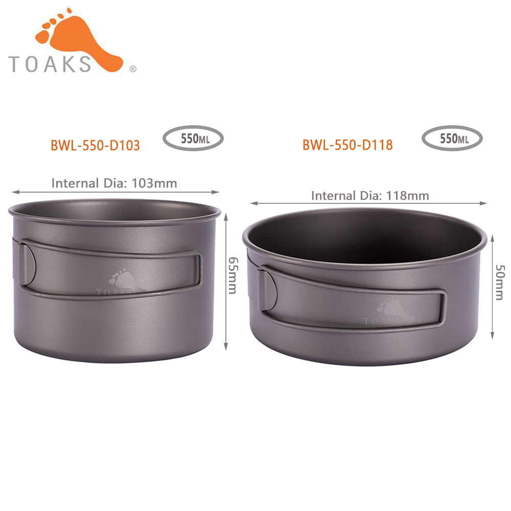 Camping Outdoor Cooking Equipment - Toaks BWL-550 acampamento tigela de titânio