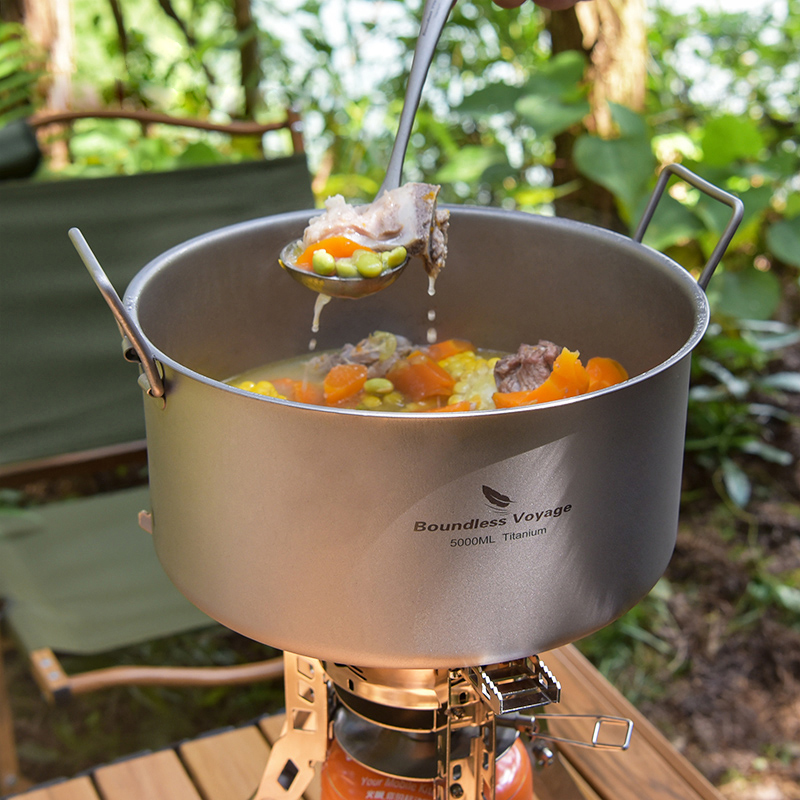 Camping Outdoor Cooking Equipment - Viagem ilimitada-Panela de titânio portátil, grande