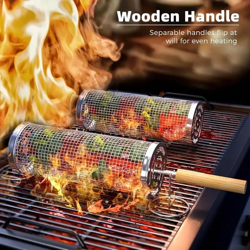 Camping Cooking Rack - Conjunto de Cestas Redondas de Aço