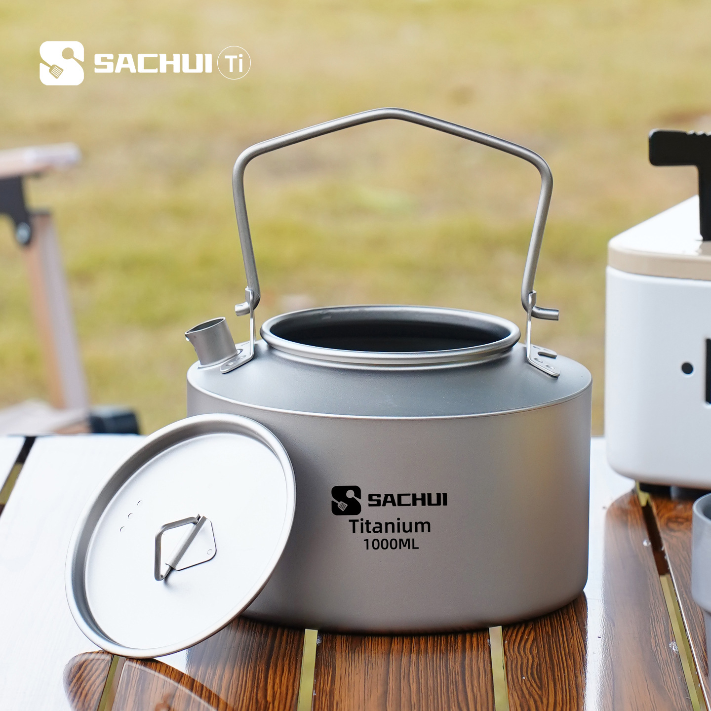 Camping Outdoor Cooking Equipment - Chaleira de titânio puro 1000ml, chaleira