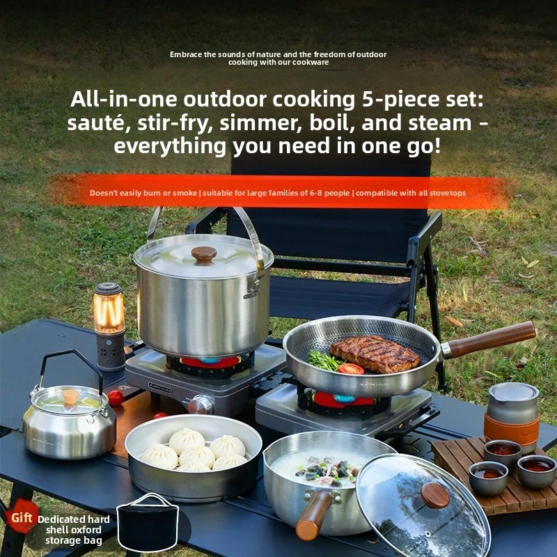 Camping Cooking Frying Pan - Conjunto de Utensílios de Cozinha Portátil