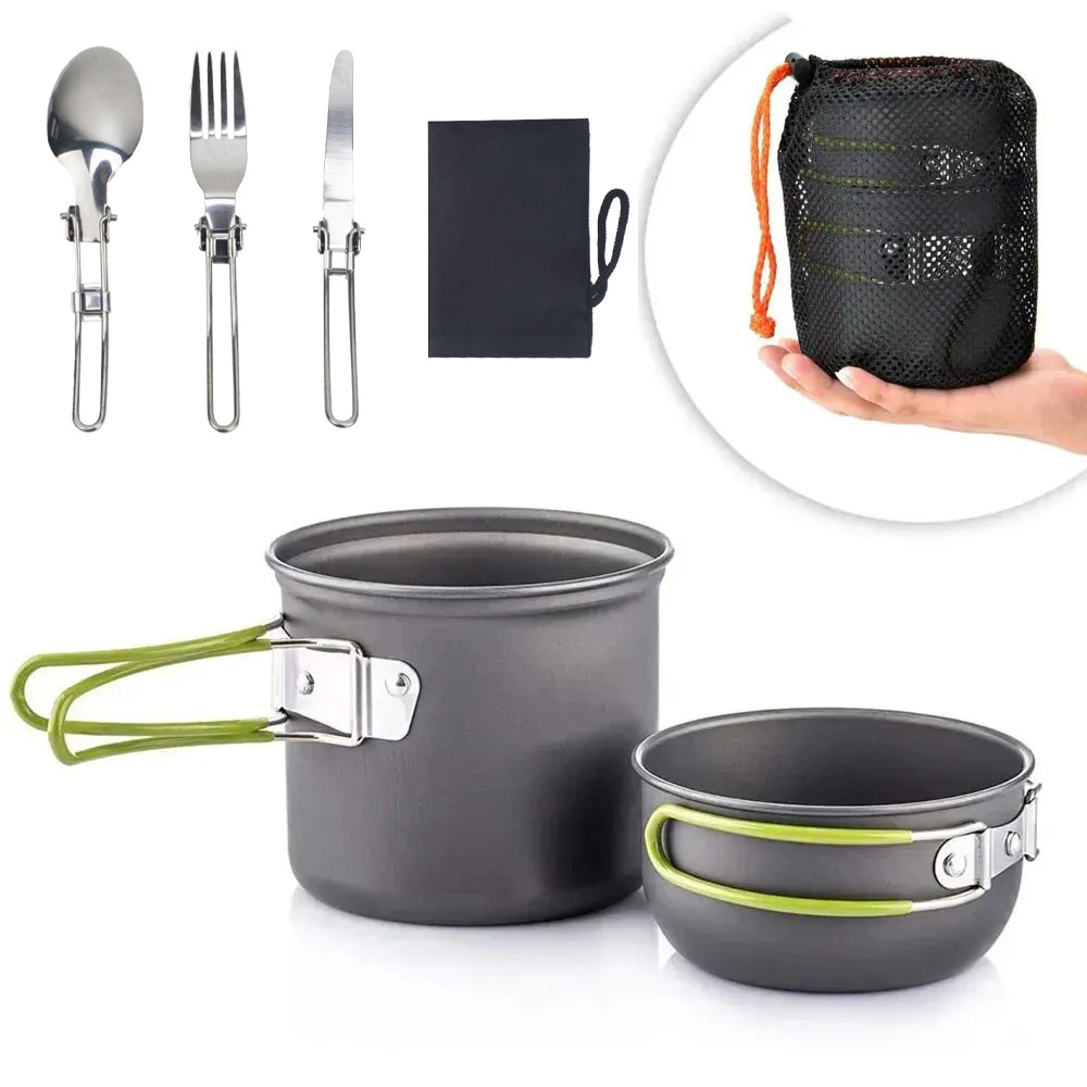 Camping Cooking Mess Kit - Conjunto de Utensílios de Cozinha para