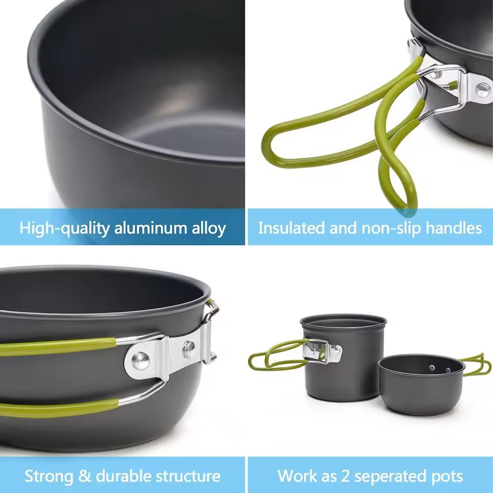 Kit de panelas ultraleve para  - Camping Cooking Mess Kit avaliação e preço
