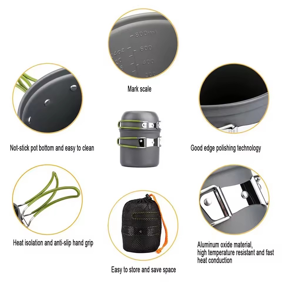 Kit de panelas ultraleve para  - Camping Cooking Mess Kit avaliação e preço