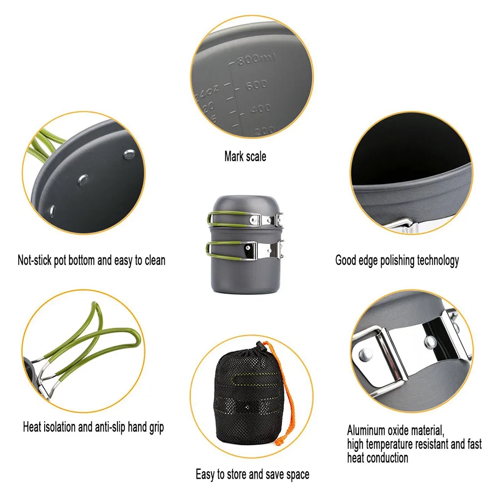 Kit de panelas para acampament - Camping Cooking Mess Kit avaliação e preço