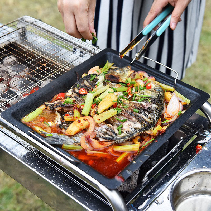 Panela de Grelhar Quadrada Gro - Camping Cooking Frying Pan avaliação e preço