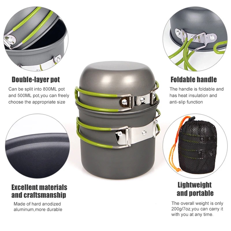 Conjunto de Utensílios de Cozi - Camping Cooking Mess Kit avaliação e preço